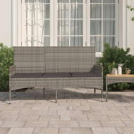 Detailed information about the product 3-Seater Garden Bench With Cushions Grey Poly Rattan