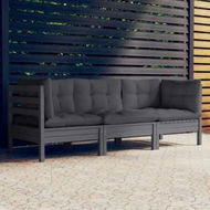 Detailed information about the product 3-Seater Garden Sofa with Anthracite Cushions Solid Pinewood