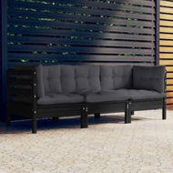 Detailed information about the product 3-Seater Garden Sofa with Anthracite Cushions Solid Pinewood