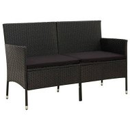 Detailed information about the product 3-Seater Garden Sofa With Cushion Black Poly Rattan