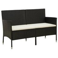Detailed information about the product 3-Seater Garden Sofa with Cushion Black Poly Rattan