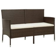 Detailed information about the product 3-Seater Garden Sofa with Cushion Brown Poly Rattan