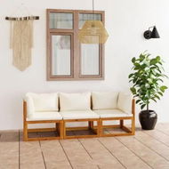 Detailed information about the product 3-Seater Garden Sofa with Cushion Cream Solid Acacia Wood