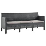 Detailed information about the product 3-Seater Garden Sofa with Cushions Anthracite PP Rattan