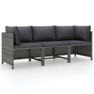 Detailed information about the product 3-Seater Garden Sofa With Cushions Grey Poly Rattan