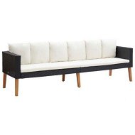 Detailed information about the product 3-Seater Garden Sofa With Cushions Poly Rattan Black