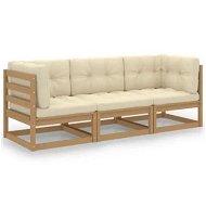 Detailed information about the product 3-Seater Garden Sofa with Cushions Solid Pinewood