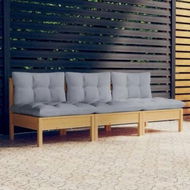 Detailed information about the product 3-Seater Garden Sofa with Grey Cushions Solid Pinewood