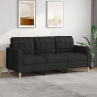 Detailed information about the product 3-Seater Sofa Black 180 cm Fabric