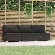 Detailed information about the product 3-Seater Sofa With Cushions Black Poly Rattan