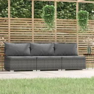 Detailed information about the product 3-Seater Sofa with Cushions Grey Poly Rattan