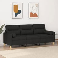 Detailed information about the product 3-Seater Sofa with Throw Pillows Black 180 cm Fabric