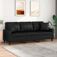 Detailed information about the product 3-Seater Sofa with Throw Pillows Black 180 cm Faux Leather