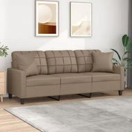 Detailed information about the product 3-Seater Sofa with Throw Pillows Cappuccino 180 cm Faux Leather
