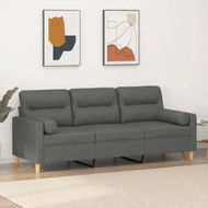 Detailed information about the product 3-Seater Sofa with Throw Pillows Dark Grey 180 cm Fabric