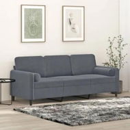 Detailed information about the product 3-Seater Sofa with Throw Pillows Dark Grey 180 cm Velvet