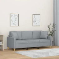 Detailed information about the product 3-Seater Sofa with Throw Pillows Light Grey 180 cm Fabric