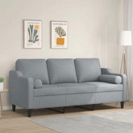 Detailed information about the product 3-Seater Sofa with Throw Pillows Light Grey 180 cm Fabric