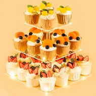 Detailed information about the product 3 Tier Cupcake Stand Cupcake Holder,Acrylic Cupcake Tower with LED Yellow Light for 24 Cupcakes,Dessert Table Display Set
