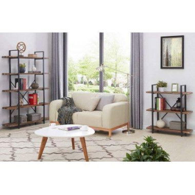 3-Tier Industrial Style Bookcase And Bookshelves Retro Brown