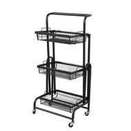 Detailed information about the product 3 Tier Kitchen Trolley Cart Swivel Black Colour