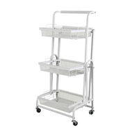 Detailed information about the product 3 Tier Kitchen Trolley Cart Swivel White Colour