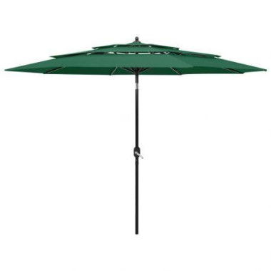 3-Tier Parasol with Aluminium Pole Green 3 m