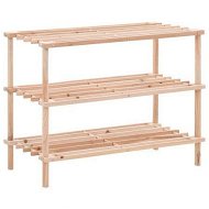 Detailed information about the product 3-Tier Shoe Rack Solid Fir Wood