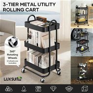 Detailed information about the product 3 Tier Storage Cart Rolling Utility Trolley Metal Tool Kitchen Wheeled Trolly Living Bath Room Salon Beauty Shelf Organizer Lockable with Wheels