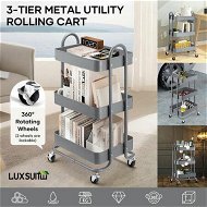 Detailed information about the product 3 Tier Storage Cart Utility Tool Kitchen Rolling Trolley Metal Wheeled Trolly Bath Living Room Salon Beauty Shelf Organizer Lockable with Wheels