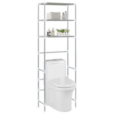 3-Tier Storage Rack Over Toilet Silver 53x28x169 Cm