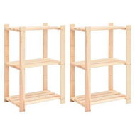 Detailed information about the product 3-Tier Storage Racks 2 pcs 60x38x90 cm Solid Wood Pine 150 kg