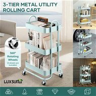 Detailed information about the product 3 Tier Utility Cart Storage Rolling Trolley Tool Kitchen Wheeled Trolly Metal Shelf Living Bath Room Salon Beauty Organizer Lockable with Wheels