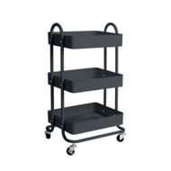 Detailed information about the product 3 Tiers Kitchen Trolley Cart Steel Storage Rack Shelf Organiser Wheels Grey
