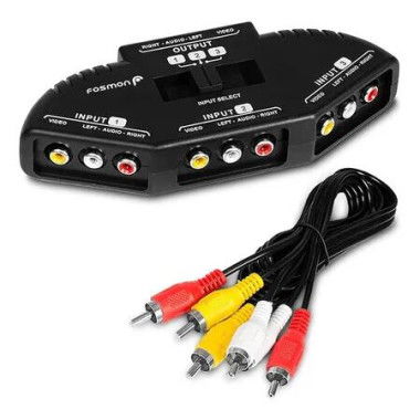 3 Way RCA Splitter and AV Switcher, 3 In (Female) 1 Out (Female) Audio Video Stereo Selector Switch Box with RCA for HDTV, STB, Game Consoles
