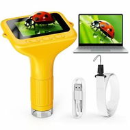 Detailed information about the product 3.0 Inch Microscope Handheld Pocket Magnifying Glass with Lights 1000X HD Color Screen Magnification Bug Collector Insects Ladybugs Jewelry Coins-Yellow
