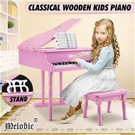 Detailed information about the product 30-Key Piano Children Kids Grand Piano Wood Toy With Bench Music Stand - Pink Melodic.