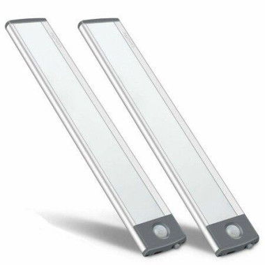 30-LED Motion Sensor Cabinet Light Magnetic Motion Activated Light Under Counter Closet Lighting Wireless USB Rechargeable Kitchen Cupboard Night Lights Motion Activated Light Bar (2 Pack)