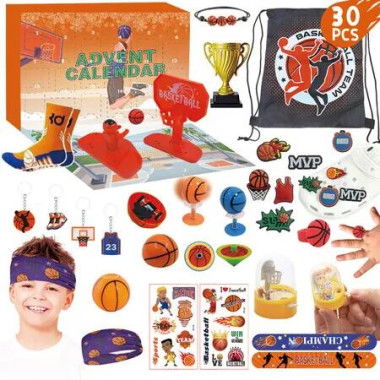 30 PCS Basketball 24 Day Advent Calendar DIY Set Childrens Toy Basketball Poke Hole Perfect Birthday or Christmas Gift