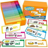 Detailed information about the product 30 Word Family Build Book Learn to Read Phonics Flash Cards, Spell Read and Rhyme Flip Books Sight Words Rhyming Games for Kids