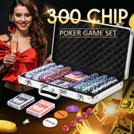 Detailed information about the product 300 Poker Card Chips Professional Casino Dice Dealer Game Play Set Small Big Blind Holographic Eagle Aluminium Case