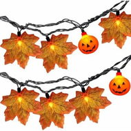 Detailed information about the product 30cm Autumn Maple Leaf Pumpkin String Lights with 20 LED Halloween Thanksgiving Fall Party Indoor Decorations