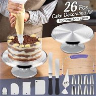 Detailed information about the product 30cm Cake Turntable Stand 26Pcs Decorating Kit Supplies Baking Tools Rotating Stand Icing Piping Nozzle Spatula Cutter Pastry Bag Scraper Aluminium