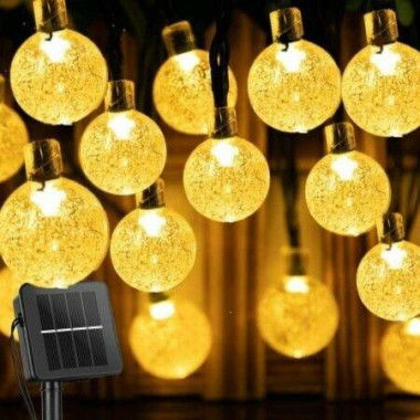 30 LED 6.5M Crystal Ball Waterproof Solar String Lights Outdoor Col. Warm White