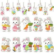 Detailed information about the product 30p 2D Flat Wooden Easter Hanging Decorations Set Rabbit Easter Ornaments Party Wooden Easter Bunny Ornaments Tree Hanging Farmhouse Party Birthday Gift