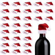 Detailed information about the product 30PCS Mini Santa Hats Wine Bottles Cover Silverware Holder Home Christmas Decor