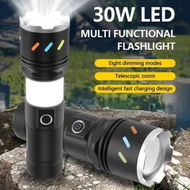 Detailed information about the product 30W LED Flashlight High Power USB Rechargeable 800 Meters Torch Light High Lumens Camping Linterna Outdoor Use