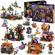 Detailed information about the product 31 Day Halloween Advent Calendar,Spooky Haunted House,Ghosts,Bats & Pumpkins Building Block,Fun Countdown Halloween Toy Gifts for Kids