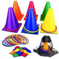 Detailed information about the product 31PCS 3 in 1 Carnival Outdoor Games Combo Set for Kids,Soft Plastic Cones Bean Bags Ring Toss Game,Gift for Birthday Party/Xmas