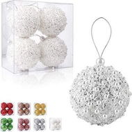 Detailed information about the product 3.2 Inch Christmas Ball Ornaments Set of 4 Shatterproof Christmas Tree Decorations for Christmas Trees Wedding Party Holiday Table Decoration for Small Trees (White)